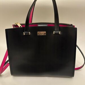 Kate Spade Arbour Hill Kyra Black Sweetheart Pink Leather Crossbody Handbag